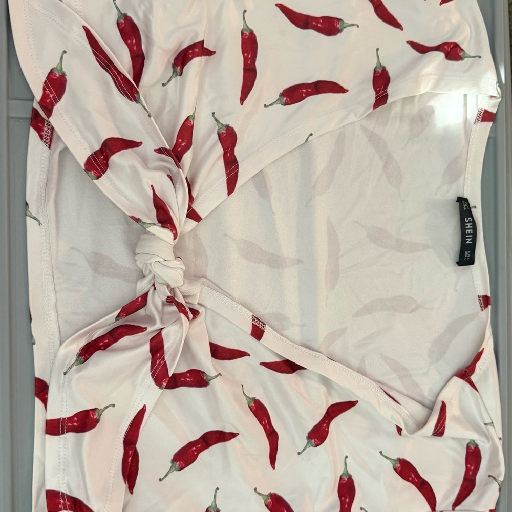 SHEIN Red Chili Pepper Knot Top